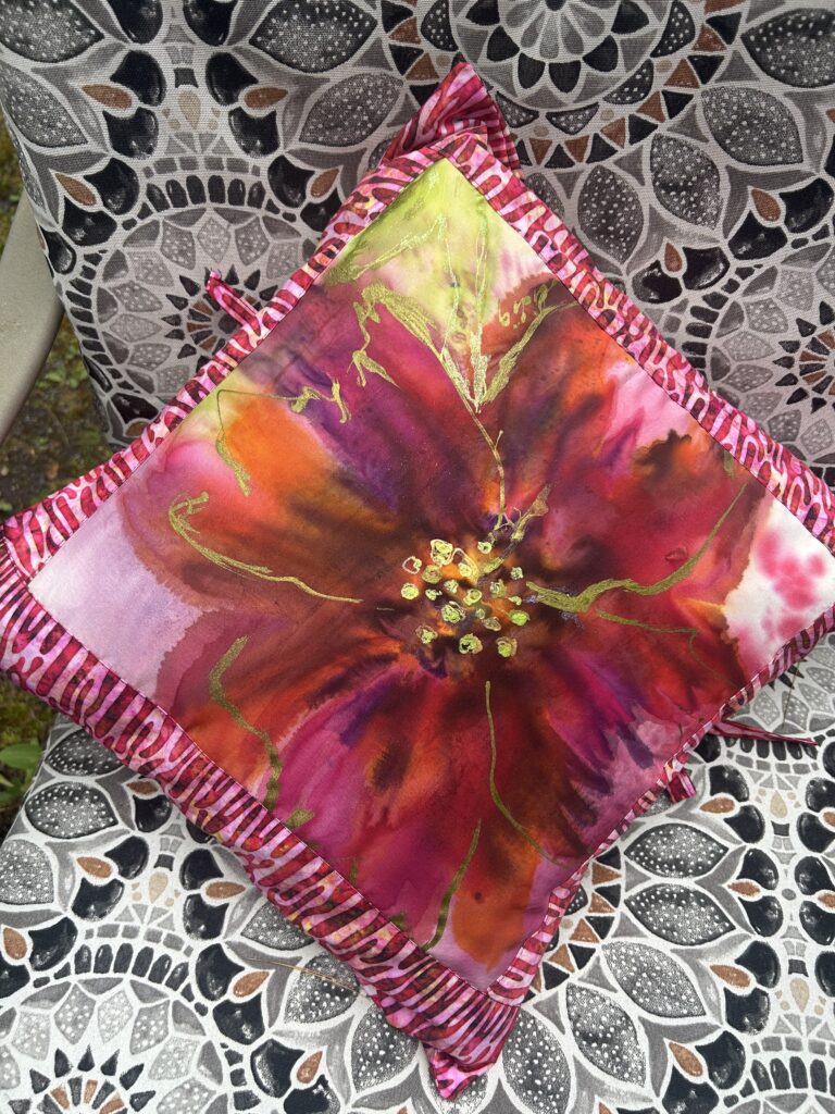 Hand-painted pillowcase with pillow