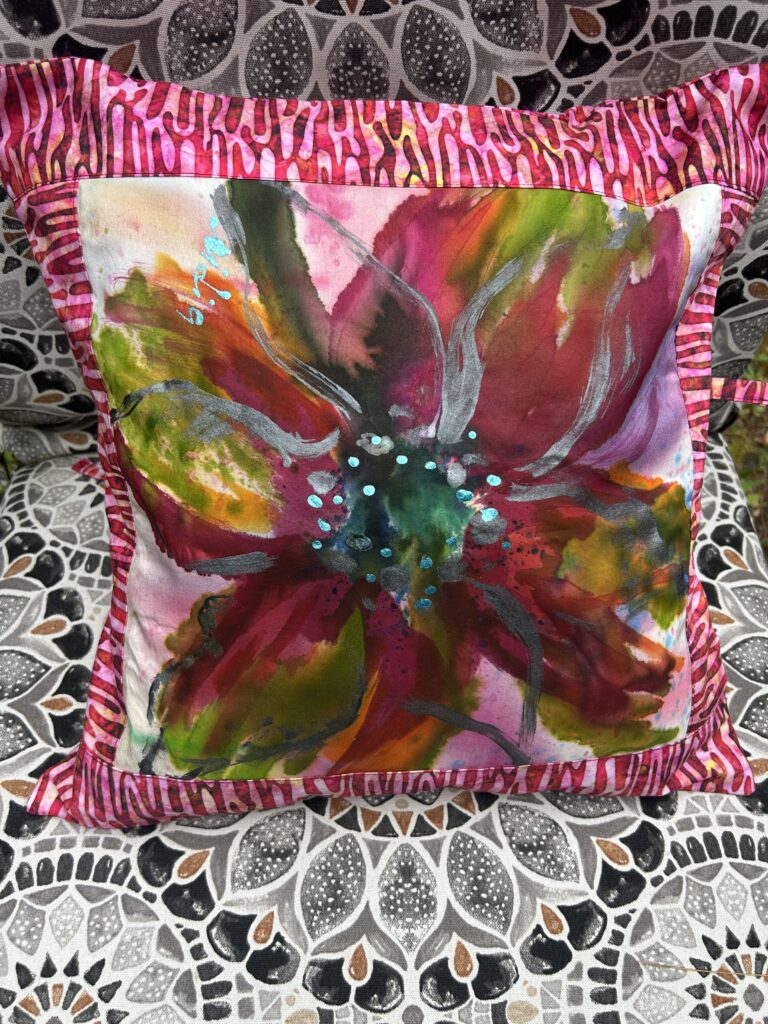Hand-painted pillowcase with pillow