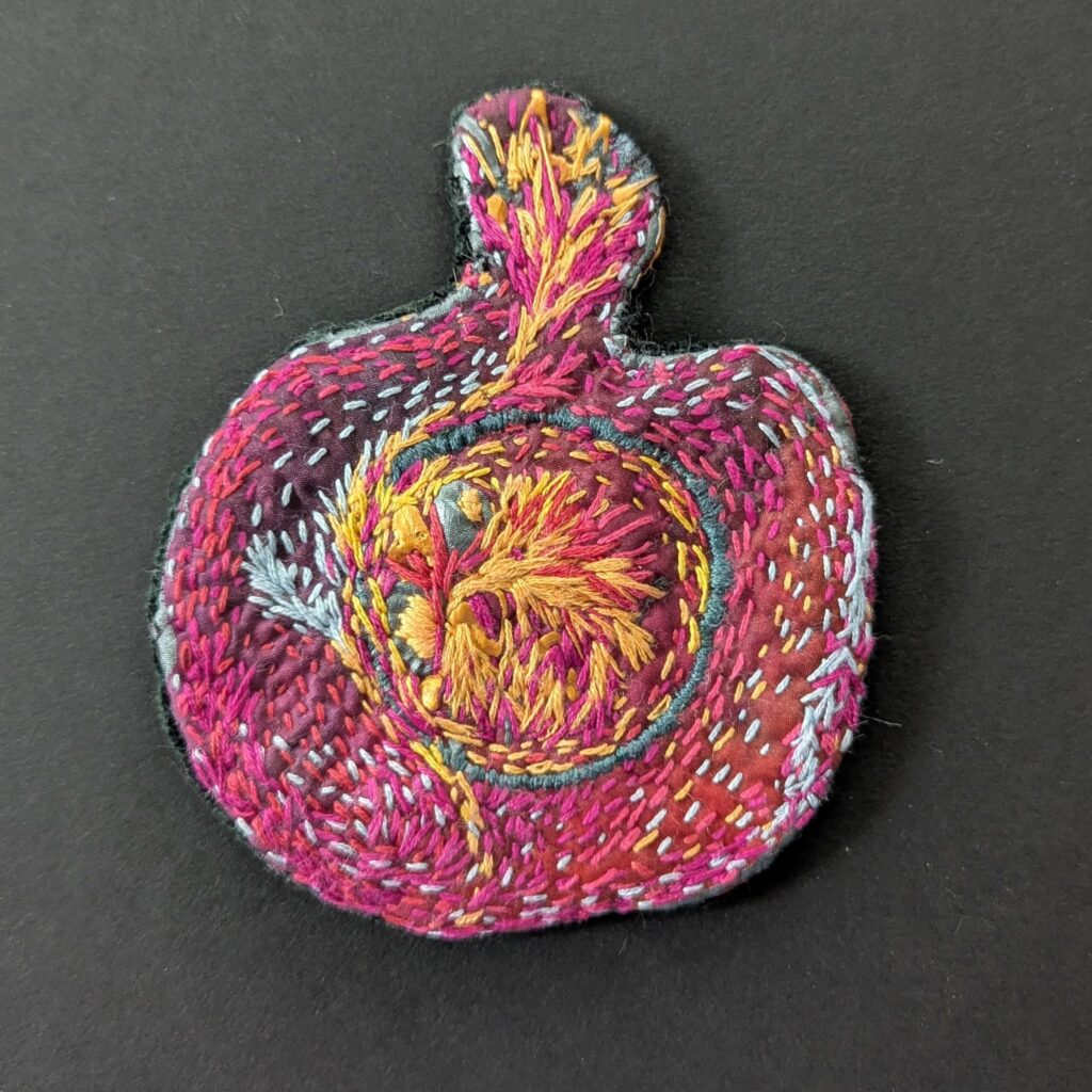 Silk Pomegranate handmade brooch