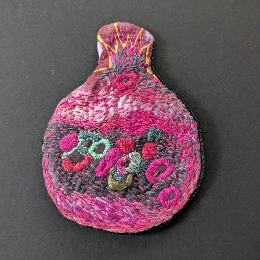 Silk Pomegranate handmade brooch