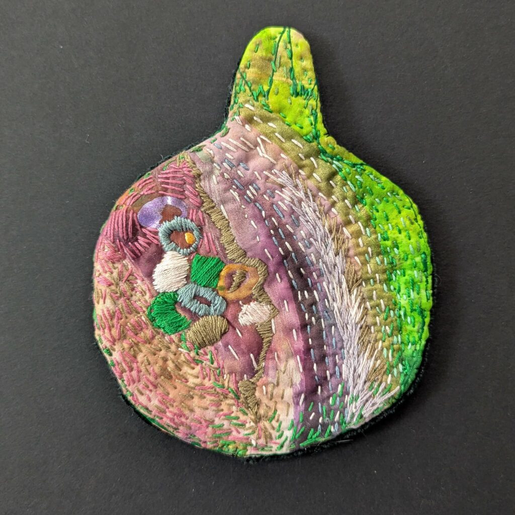 Silk Pomegranate handmade brooch